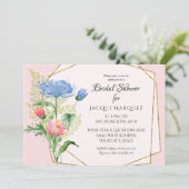 Vrijgezellenfeest Blush roze n Blue Ferns in Flora Kaart (Staand voorkant)