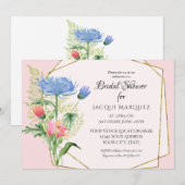 Vrijgezellenfeest Blush roze n Blue Ferns in Flora Kaart (Voorkant / Achterkant)