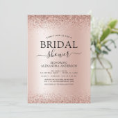 Vrijgezellenfeest Blush Roze Roos Glitter Gold Kaart (Staand voorkant)