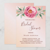 Vrijgezellenfeest blush roze rose gouden bloemen kaart (Voorkant / Achterkant)