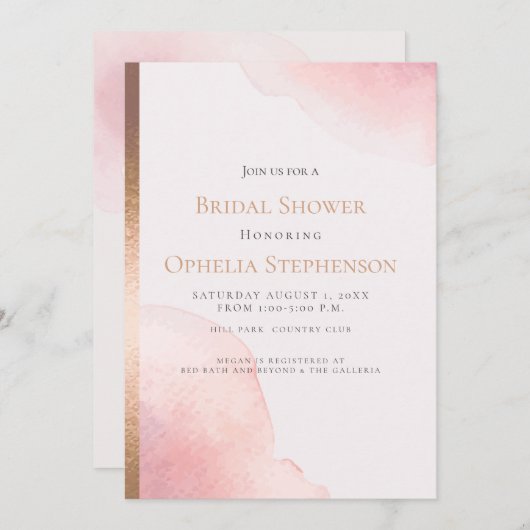 Vrijgezellenfeest | Blush roze Waterverf was Aankondiging (Voorkant / Achterkant)