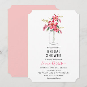 Vrijgezellenfeest Boeket Mason Jar Douche uitnodig Kaart