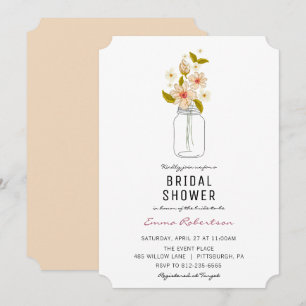 Vrijgezellenfeest Boeket Mason Jar Douche uitnodig Kaart