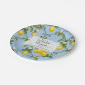 vrijgezellenfeest BOHO Blue Lemon Leaf Flower Citr Papieren Bordje (Gekanteld)