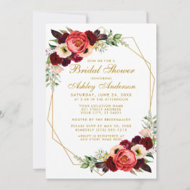 Vrijgezellenfeest Boho Burgundy Floral Invite G Kaart