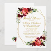 Vrijgezellenfeest Boho Burgundy Floral Invite G Kaart (Voorkant / Achterkant)