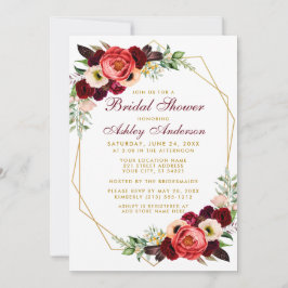 Vrijgezellenfeest Boho Burgundy Floral Invite GB Kaart