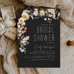Vrijgezellenfeest Boho Elegant Kaart<br><div class="desc">Black Minimalist Floral Wildflower Boho Elegant and Modern Script Vrijgezellenfeest for Autumn (Herfst),  Winter,  Spring of Summer Invitations - bevat prachtige en elegante scripttypografie voor de speciale Bride die voor de bruiloft wordt gehouden.</div>