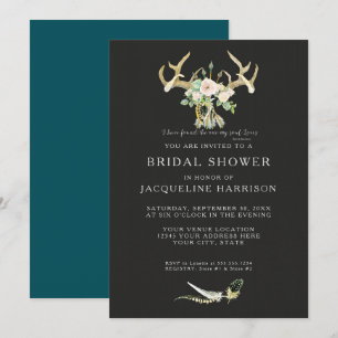 Vrijgezellenfeest BOHO Feathers Deer Antler Rozen Kaart