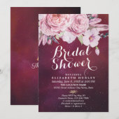 Vrijgezellenfeest Boho Floral Feathers Burgundy Re Kaart (Voorkant / Achterkant)