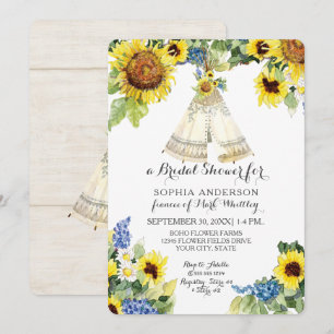 vrijgezellenfeest BOHO Floral Teepee Sunflower Dai Kaart