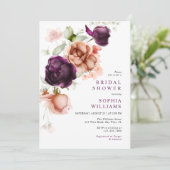 Vrijgezellenfeest Boho Paars & Peach Flowers Kaart (Staand voorkant)