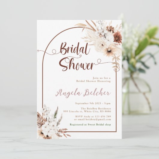 Vrijgezellenfeest Boho pampas Grass Kaart (Staand voorkant)