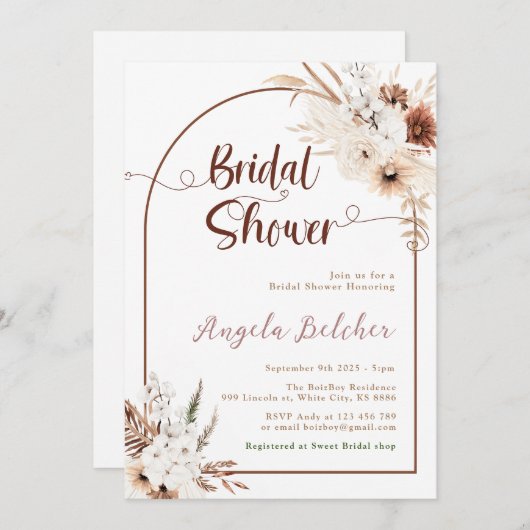 Vrijgezellenfeest Boho pampas Grass Kaart (Voorkant / Achterkant)