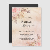 Vrijgezellenfeest boho pampas roos goudluxe magnetische uitnodiging (Voorkant / Achterkant)