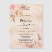 Vrijgezellenfeest boho pampas roos goudluxe magnetische uitnodiging (Voorkant)