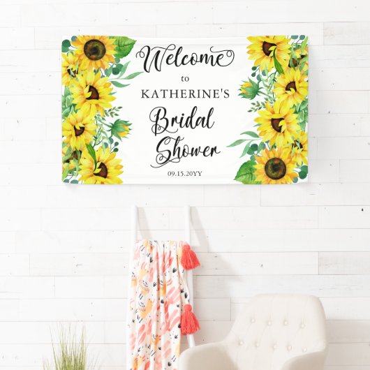 Vrijgezellenfeest Boho Sunflower | Eucalyptus Spandoek (Insitu)