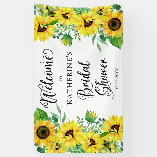 Vrijgezellenfeest Boho Sunflower | Eucalyptus Spandoek (Verticaal)