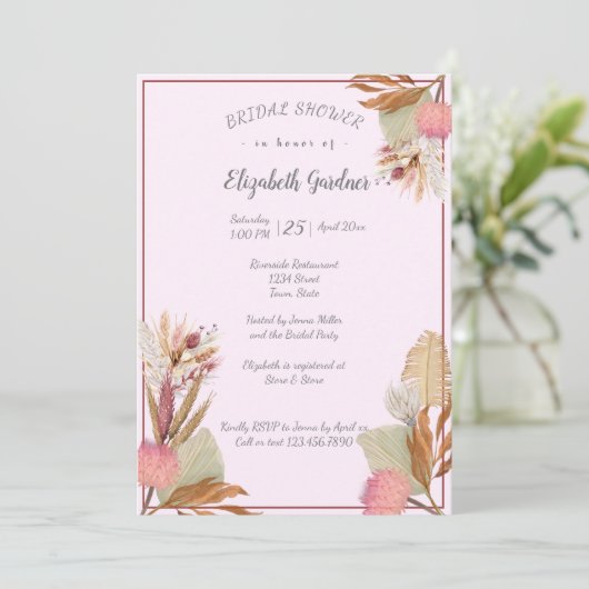 Vrijgezellenfeest Boho Terracotta Palm Grass Kaart (Staand voorkant)