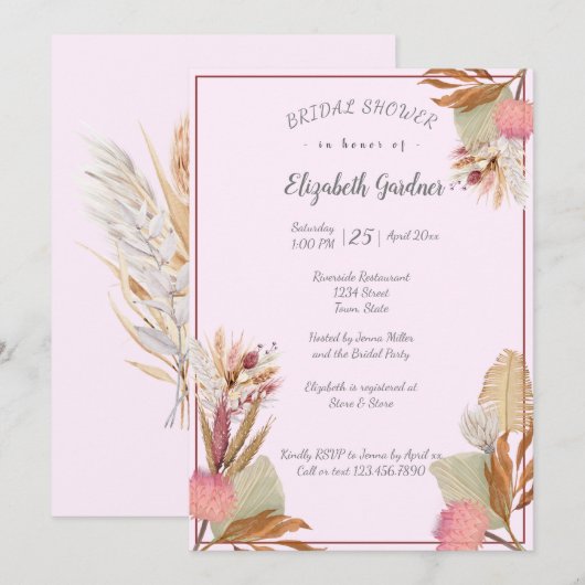 Vrijgezellenfeest Boho Terracotta Palm Grass Kaart (Voorkant / Achterkant)