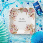 Vrijgezellenfeest BOHO Terracotta Pampas Grass Whe Papieren Bordje (Feest)