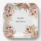 Vrijgezellenfeest BOHO Terracotta Pampas Grass Whe Papieren Bordje (Voorkant)