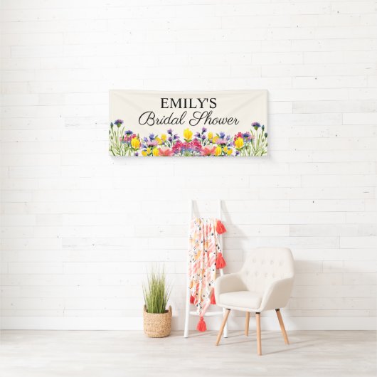 Vrijgezellenfeest Boho Wildflowers Spandoek (Insitu)