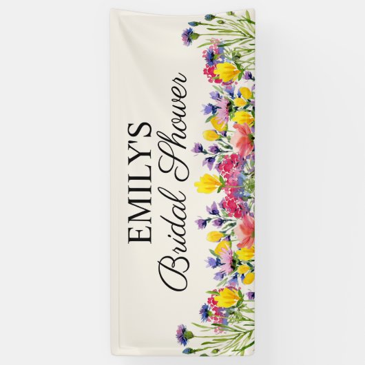 Vrijgezellenfeest Boho Wildflowers Spandoek (Verticaal)