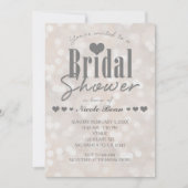 Vrijgezellenfeest Bokeh White Modern Heart Invitat Kaart (Voorkant)