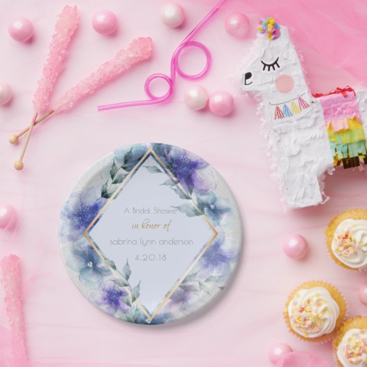 Vrijgezellenfeest Borden | Waterverf Violet Flower Papieren Bordje (Feest)