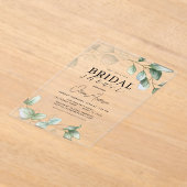 Vrijgezellenfeest botanische eucalyptus rustiek acryl uitnodigingen (Laagn)