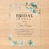 Vrijgezellenfeest botanische eucalyptus rustiek acryl uitnodigingen (Voorkant)