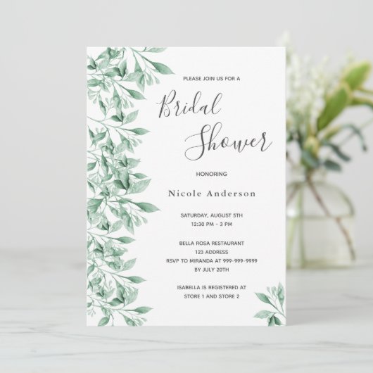 Vrijgezellenfeest botanische greenery script elega kaart (Staand voorkant)