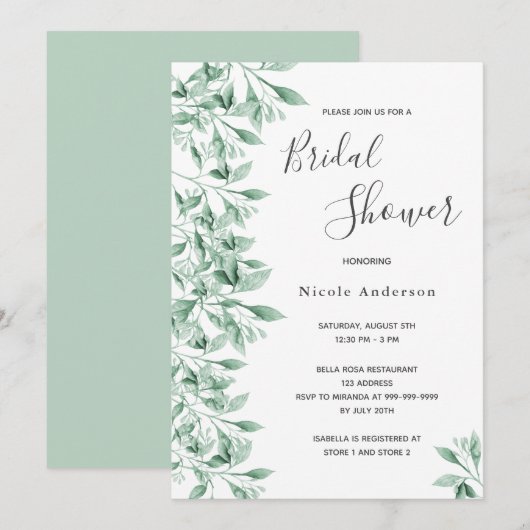 Vrijgezellenfeest botanische greenery script elega kaart (Voorkant / Achterkant)