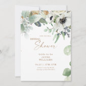 Vrijgezellenfeest Botanische Greenery White Floral Kaart (Voorkant)