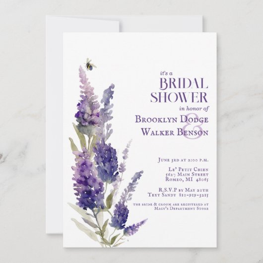 Vrijgezellenfeest Botanische Lavendel Bloemen Paar Kaart (Voorkant)