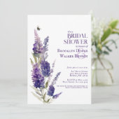 Vrijgezellenfeest Botanische Lavendel Bloemen Paar Kaart (Staand voorkant)