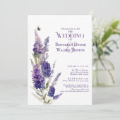 Vrijgezellenfeest Botanische Lavendel Bloemen Paar Kaart (Staand voorkant)