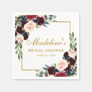 Vrijgezellenfeest Bourgogne Blauw Bloemen Goud Wit Servet