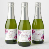 Vrijgezellenfeest Bourgogne & Navy Bloemen Mini Fl Sparkling Wijnetiket (Flessen)