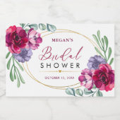 Vrijgezellenfeest Bourgogne & Navy Bloemen Mini Fl Sparkling Wijnetiket (Enkel label)