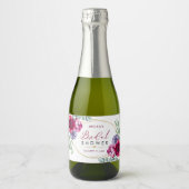 Vrijgezellenfeest Bourgogne & Navy Bloemen Mini Fl Sparkling Wijnetiket (Voorkant)