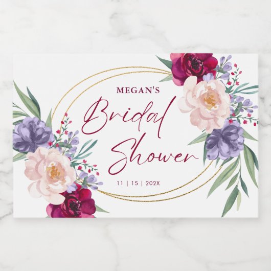 Vrijgezellenfeest Bourgondië & Blush Bloom Mini Fl Sparkling Wijnetiket (Enkel label)