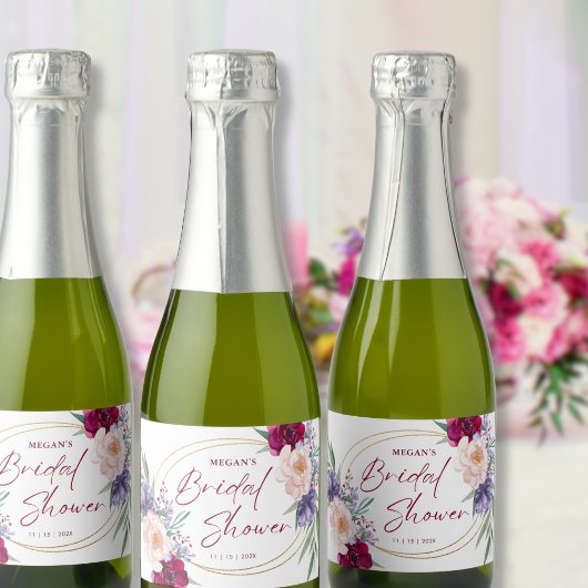 Vrijgezellenfeest Bourgondië & Blush Bloom Mini Fl Sparkling Wijnetiket