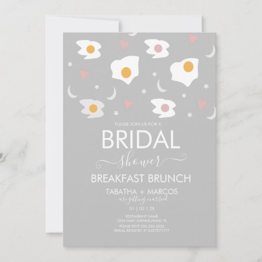 Vrijgezellenfeest Breakfast Egg Brunch Pattern Inv Kaart (Voorkant)