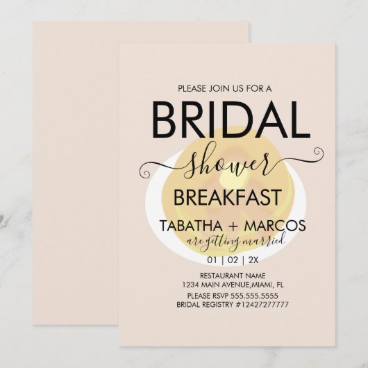 Vrijgezellenfeest Breakfast Pancakes Brunch Uitnod Kaart (Voorkant / Achterkant)