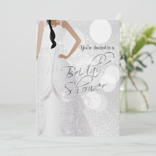 vrijgezellenfeest Bride a in Witte Glitter Uitnodi Kaart (Staand voorkant)