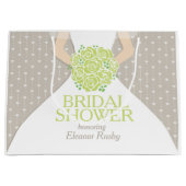 Vrijgezellenfeest bride green posy custom gift bag large cadeautasje (Voorkant)