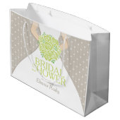 Vrijgezellenfeest bride green posy custom gift bag large cadeautasje (Achterkant Gekanteld)