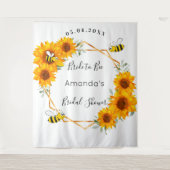 Vrijgezellenfeest Bride tot bijenzonnebloemen wit Wandkleed (Voorkant)